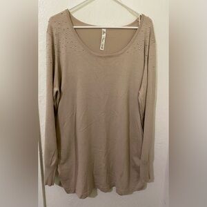 Pina Rossi Women's Size 3XL  Large Sleeve Color  Brown Blouse Long Scrunch Side